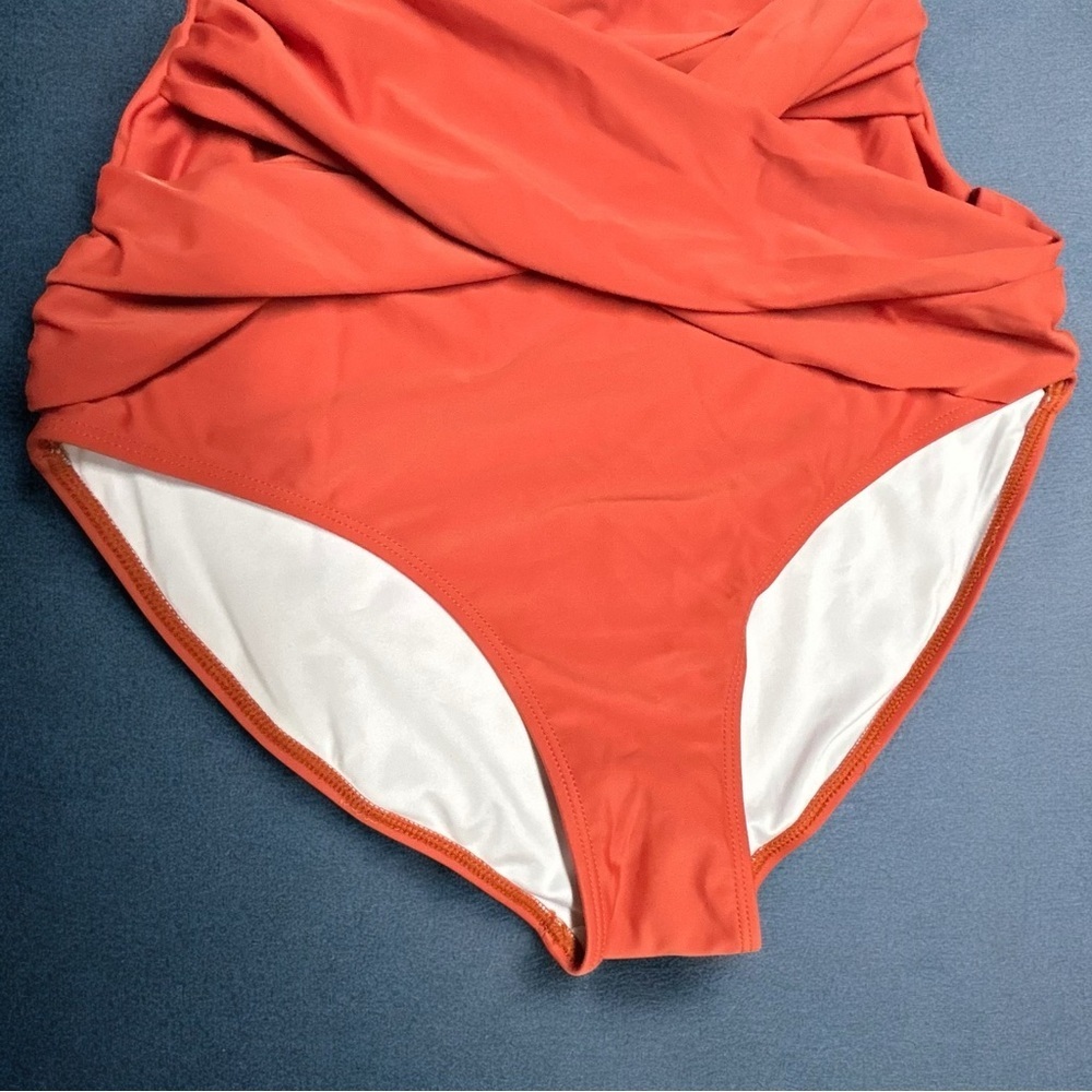 B2prity Ruffle One-piece Swimsuit-Tummy Control, Criss Cross-Red Brown - NWT (M) - Picture 4 of 10